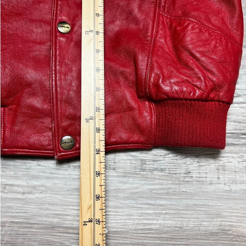 Vintage Pelle Pelle Red Blue Leather Varsity Jacket Hip Hop Streetwear Size 12 - Picture 15 of 16